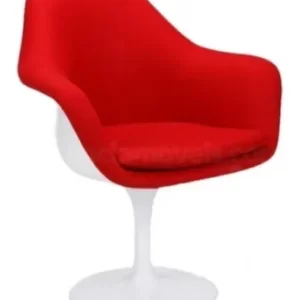 CADEIRA SAARINEN COM BRAÇOS -  REVESTIDA (FRENTE)  NO COURO ECOLÓGICO