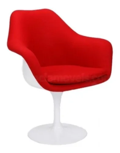 CADEIRA SAARINEN COM BRAÇOS - REVESTIDA (FRENTE) NO COURO ECOLÓGICO