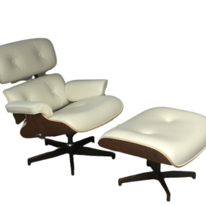 Poltrona Charles Eames com banqueta - Couro Natural