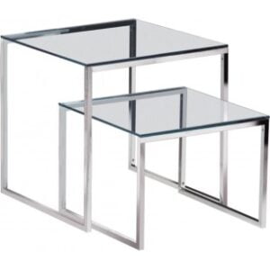 MESA LATERAL NINHO - INOX - CRISTAL