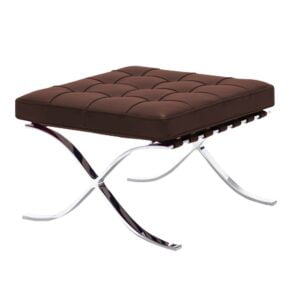 BANQUETA BARCELONA INOX - COURO NATURAL