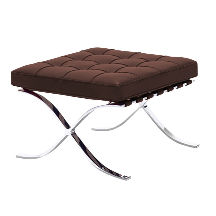 BANQUETA BARCELONA INOX - COURO NATURAL