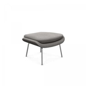 BANQUETA WOMB CHAIR INOX - COURO NATURAL