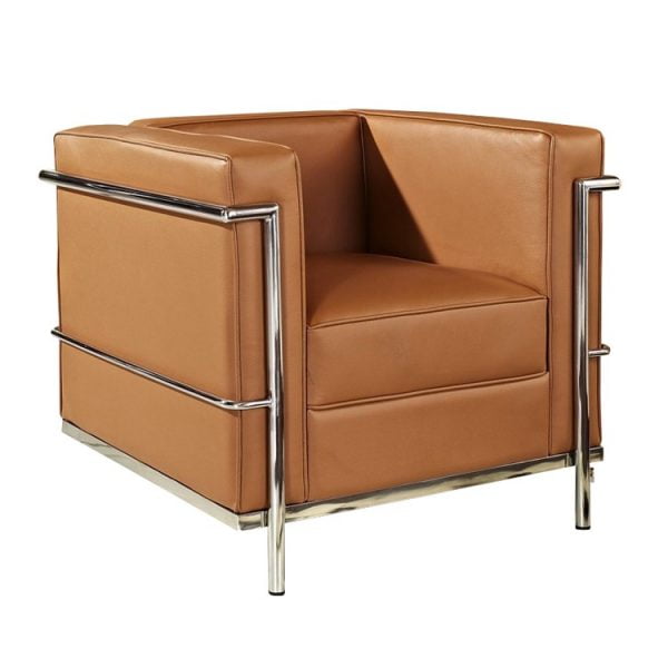POLTRONA LC2 CROMADA - COURO NATURAL