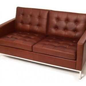 SOFÁ FK CROMADO DE 2 LUGARES - COURO NATURAL