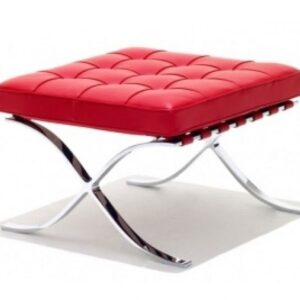 BANQUETA BARCELONA CROMADA - COURO NATURAL